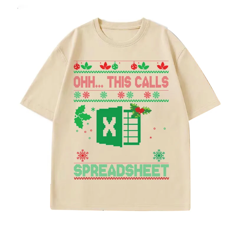 أوه هذه المكالمات لفرقة الموزعة عيد الميلاد سترة Excel تي شيرت Y2k مضحك الموزعة Excel عاشق مكتب الفكاهة عيد الميلاد قائلا المحملة