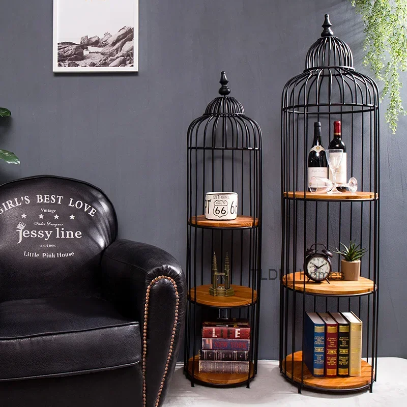 

Nordic Wrought Iron Birdcage Rack Floor-standing Multi-layer Bird Cage Rack Bookshelf Ornament Decoration for Home Furniture