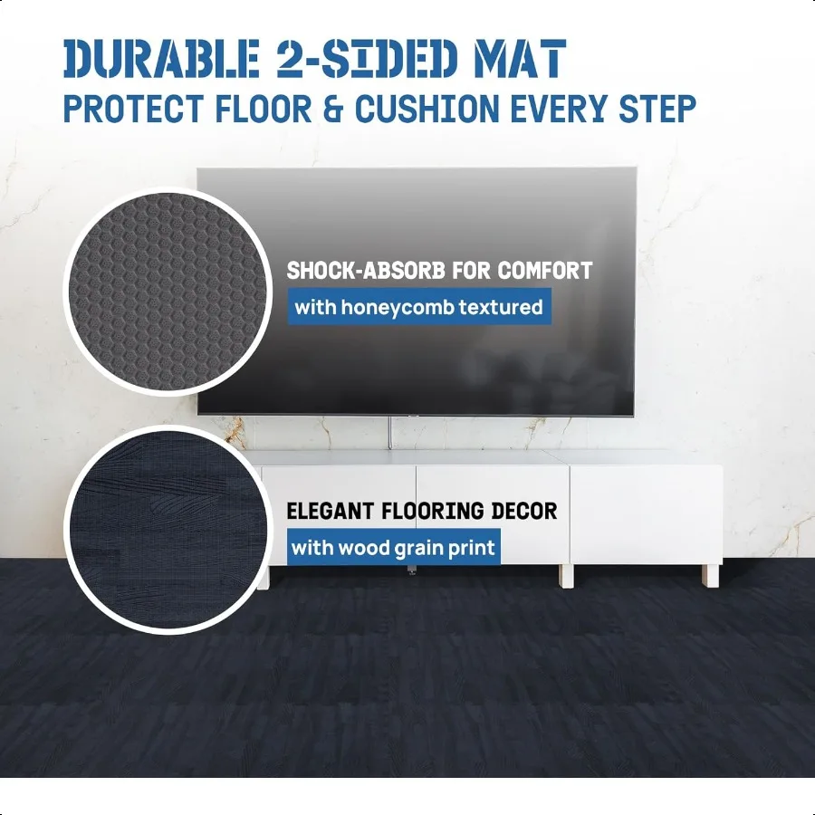 48SQ.FT Wood Grain Puzzle Exercise Mat Protective Flooring EVA Interlocking Foam Floor Tiles with Border for Home