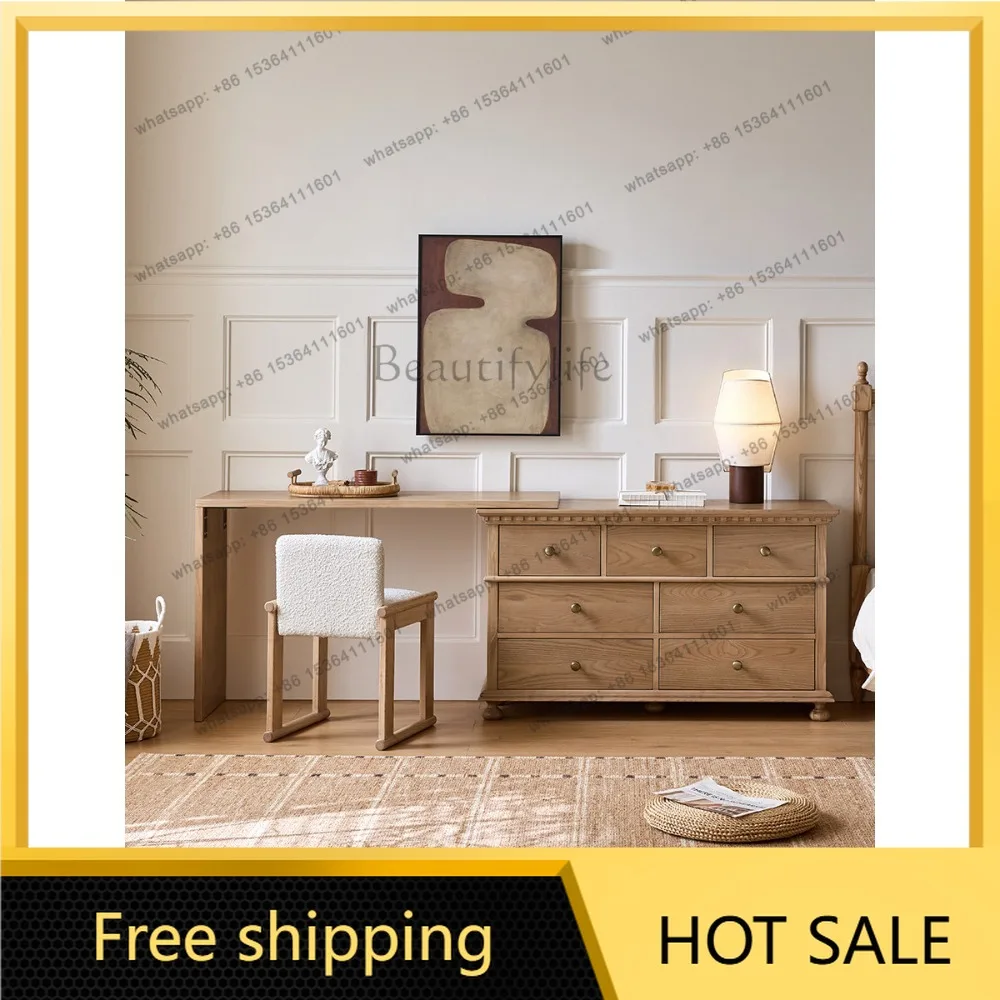 FG solid wood dresser chest integrated French antique style bed end corner small apartment