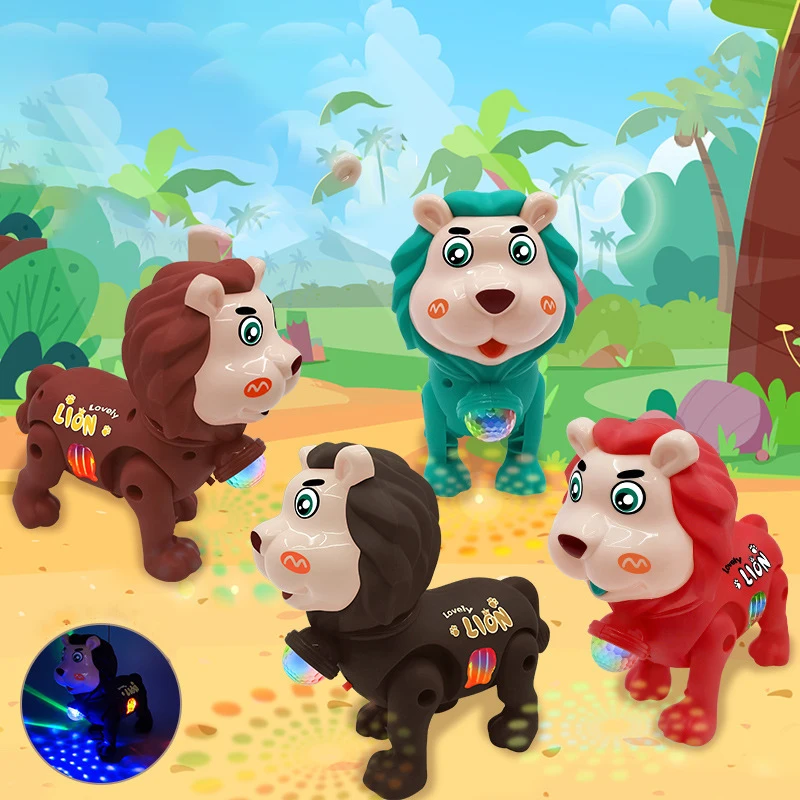 قطعة واحدة من لعبة الأسد اللطيفة الكهربائية الممتعة، لعبة إلكترونية للإضاءة والموسيقى الممتعة للأطفال، لعبة هدية للأطفال