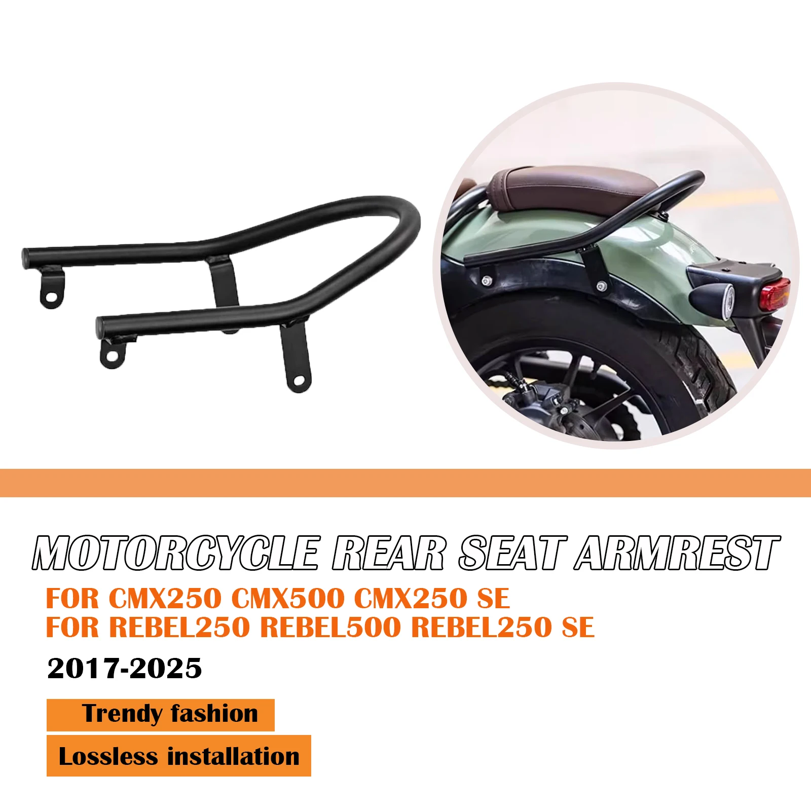 For Honda CMX250 CMX500 SE rebel250 rebel500 rebel250 SE 2017-2025 Rear Passenger Seat Grab Bar Handle Rear Pillion Grab Rail