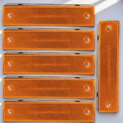 6Pcs High Visibility Reflective Road Markers Rectangle Tunnel Wall Safety Signs for Outdoor Pavement Sidewalk Fencing Traffic