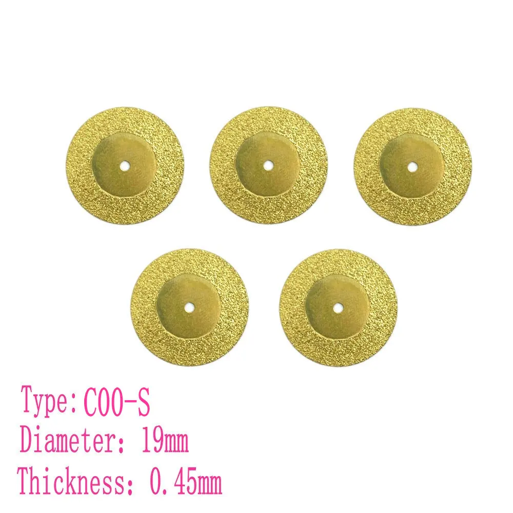 5pcs Dental Diamond Disc Disks Double Sided Grit Cutting Disc Tool Thickness 0.45mm Dental Lab Gold Type