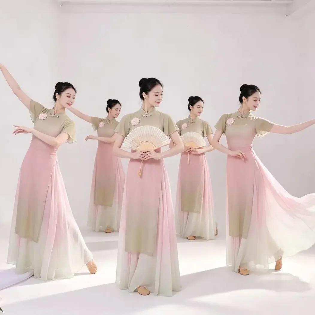 Classical Costumes Ancient Style Performance Elegant Gradual Change Cheongsam Practice Clothes chinese  practice clothes