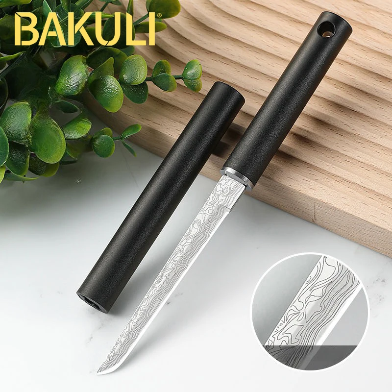 BAKULI Outdoor portable pocket knife with sheath protection for safer carry!Knife Survival,Knife Tactical,Knife Damascus Pattern