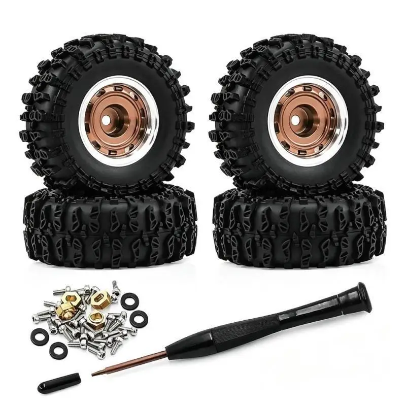 4Pcs 40mm Rubber OffRoad Tyre for SC-X30 K10 Ascent32 D419 RC Car, with Screws & Screwdriver(3 Colors Available)