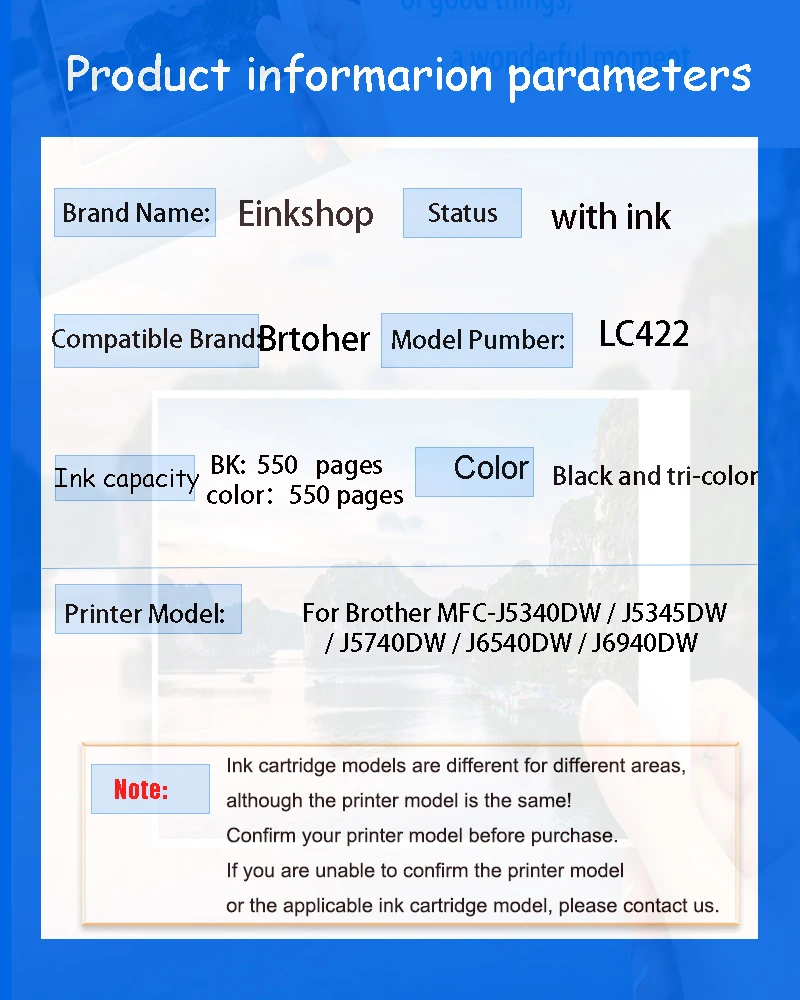 Imagem -02 - Einkshop-cartuchos de Tinta Compatíveis Padrão para Brother Lc422 Mfc-j5340dw J5345dw J5740dw J6540dw J6940dw