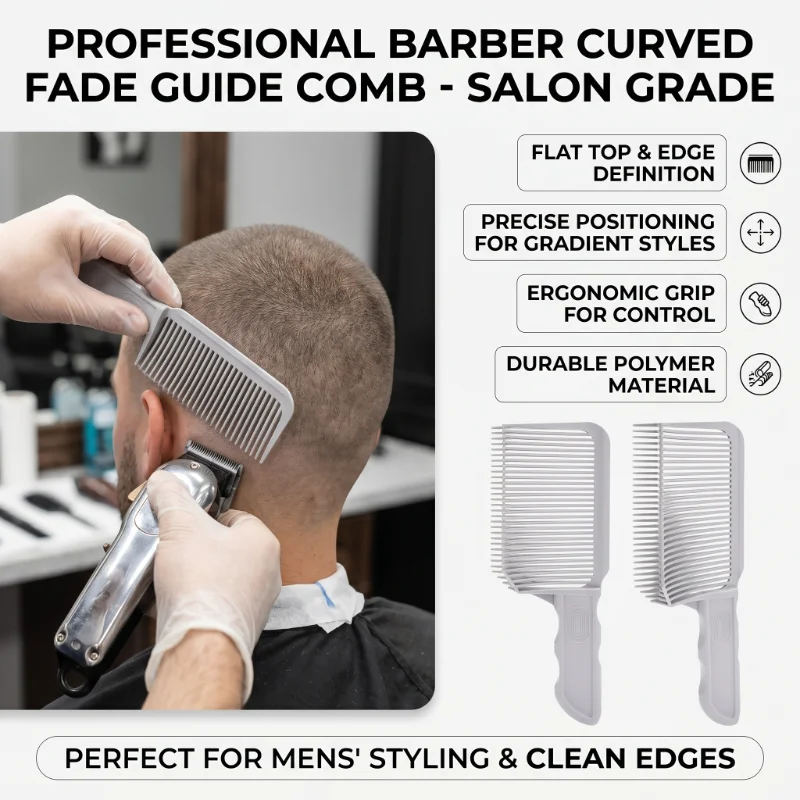 Fading Comb Professional Barber Clipper Blending Flat Top Hair Cutting Comb For Men Heat Resistant Fade Brush Salon Styling Tool