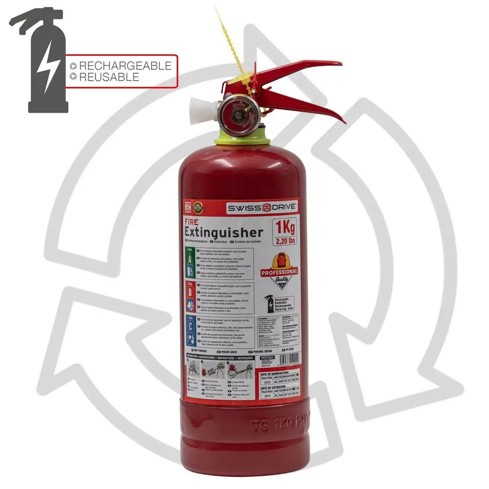 US- Fire extinguisher Rechargeable Household kitchen car 1 kg 2.2 lb portable ABC class