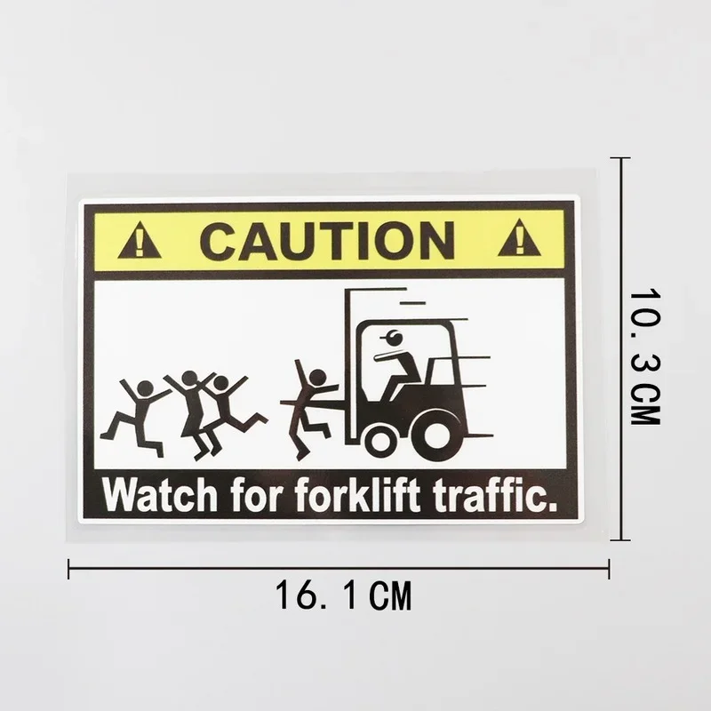 16.1cm Funny Caution Fork Lift Truck Operating PVC Vinyl Car Sticker, Exterior Decor Accessories