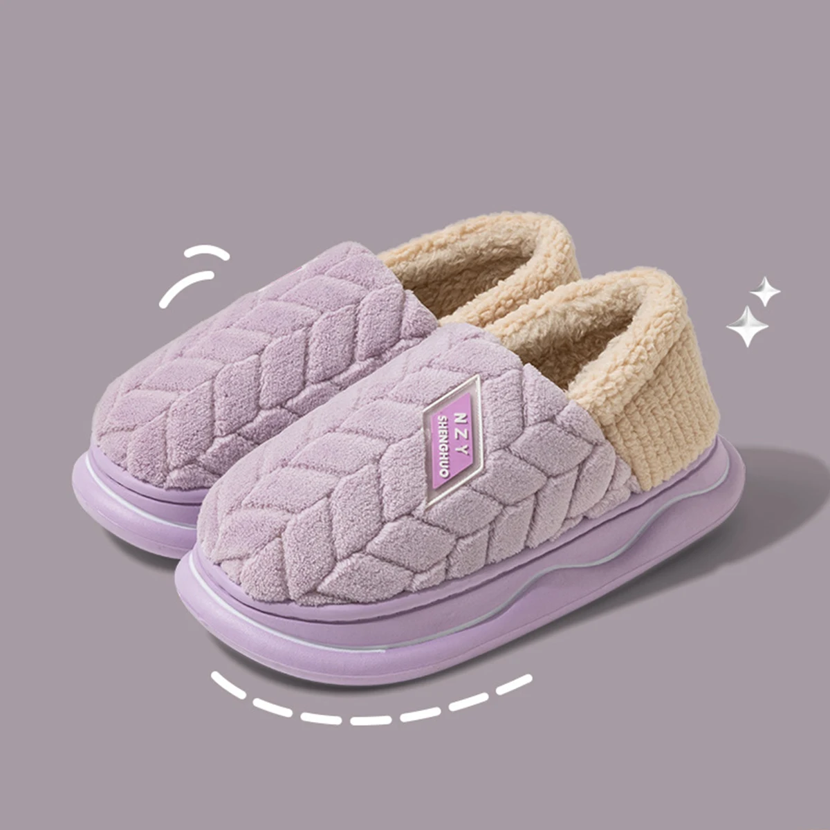 Winter Home Slippers for Women Warm Thick Sole Non Slip Indoor Slippers for Men Fluffy Bedroom Slippers for Unisex