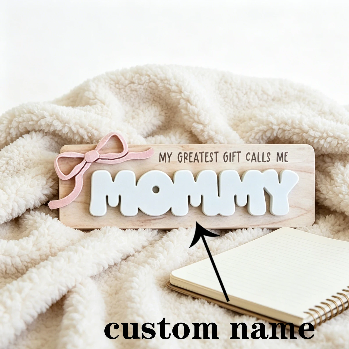 1Pc Custom Cute Bow Name Wooden Name Plaque,Home Room Office Wall Door Decor,DIY Nursery Birthday Wedding Graduation Gift