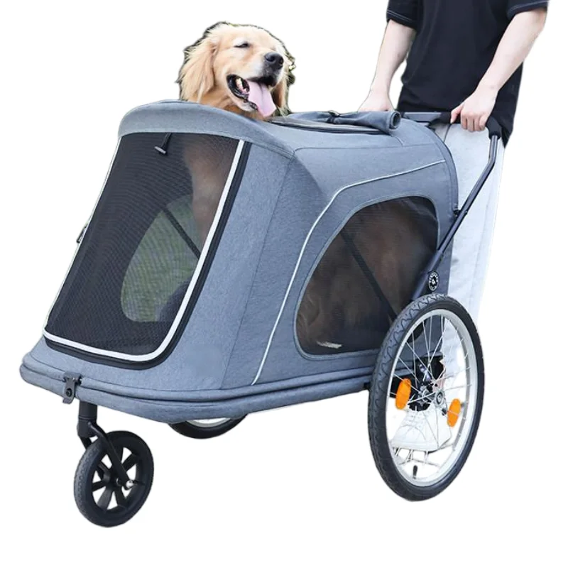 Large Pet Stroller with OneTouch Folding, Suitable for Large Dogs and Senior Dogs, Can Be Towed Behind a Bicycle
