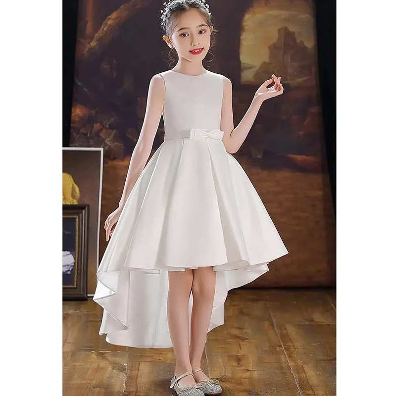 

Детское платье для выступлений на фортепиано, летнее, с короткой передней и длинной задней частью, без рукавов, вечернее, для девочек, в стиле ципао