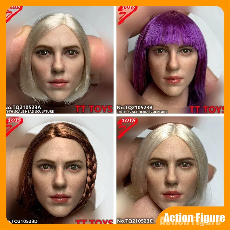

In Stock Tttoys 1/6 Tq210523 Female Soldier Head Carving Movie Characters With Short Purple Long Brown Head Hair Doll Gifts Toys