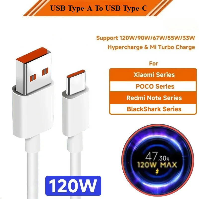 Original 120W 90W 67W 6A USB Typ-C Schnell-Turbo-Ladekabel für Xiaomi Mi 15S Pro 14 13 12 Redmi Note 14 13 12 Poco X7 Pro F6