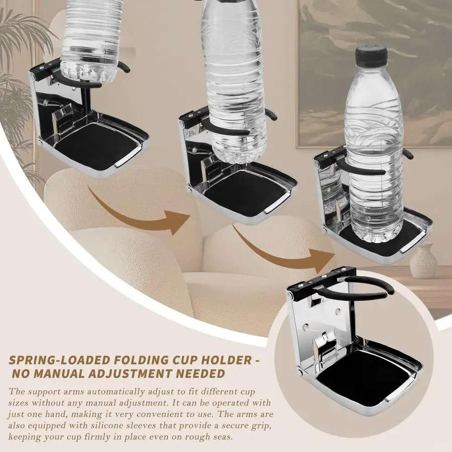 Сверхмощный складной подстаканник, нержавеющая сталь 304, регулируемый с противоударным усилителем, бесшумный дизайн, универсальный для автомобиля, лодки, автофургона, яхты Tr