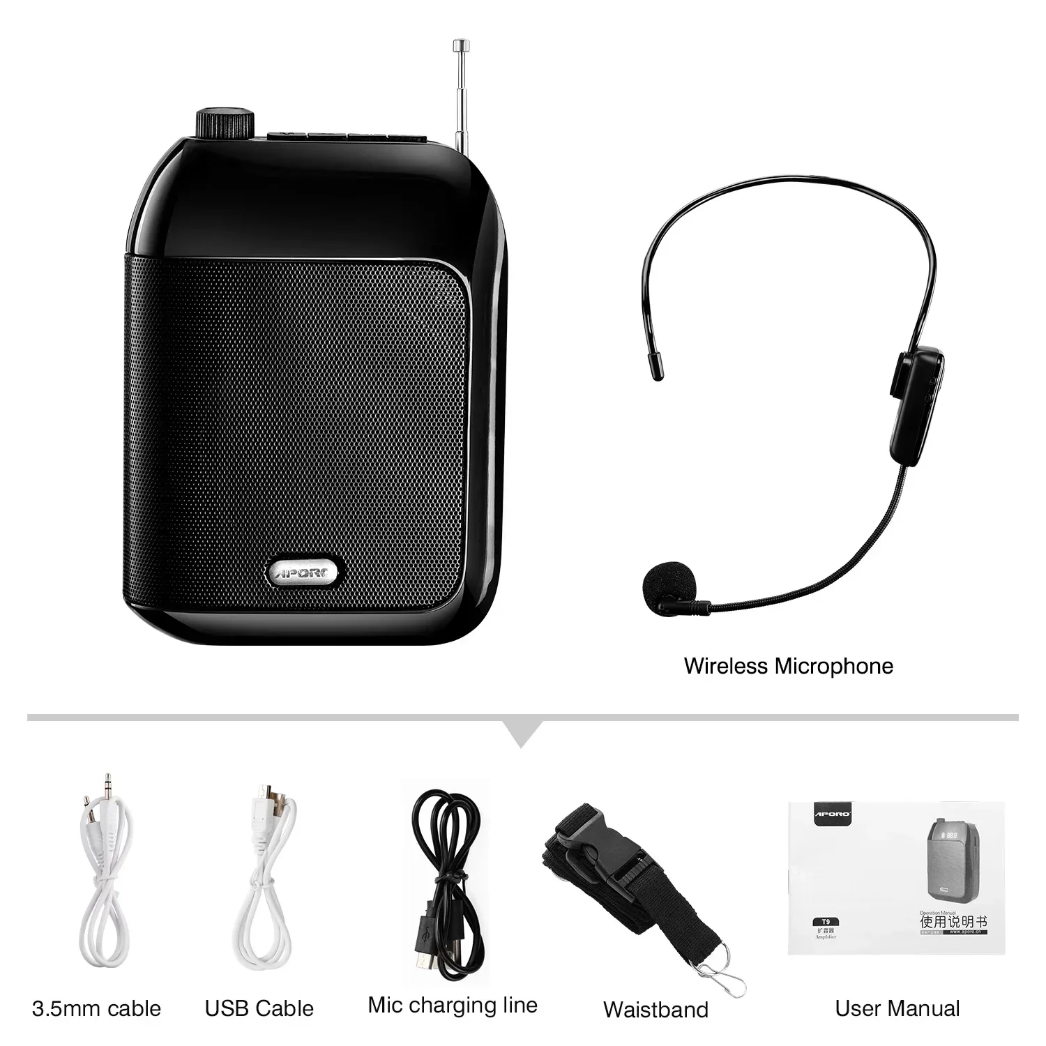 Bluetooth UHF Wireless Voice Amplifier Portable For Teaching Lecture Tour Guide Promotion U-Disk Megaphone Microphone Speaker