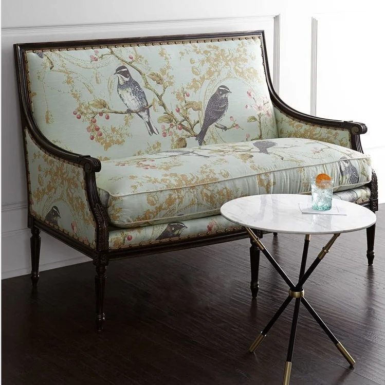 High Quality French Vintage Furniture Living Room Solid Wood Couch Living Room Settee Sofa