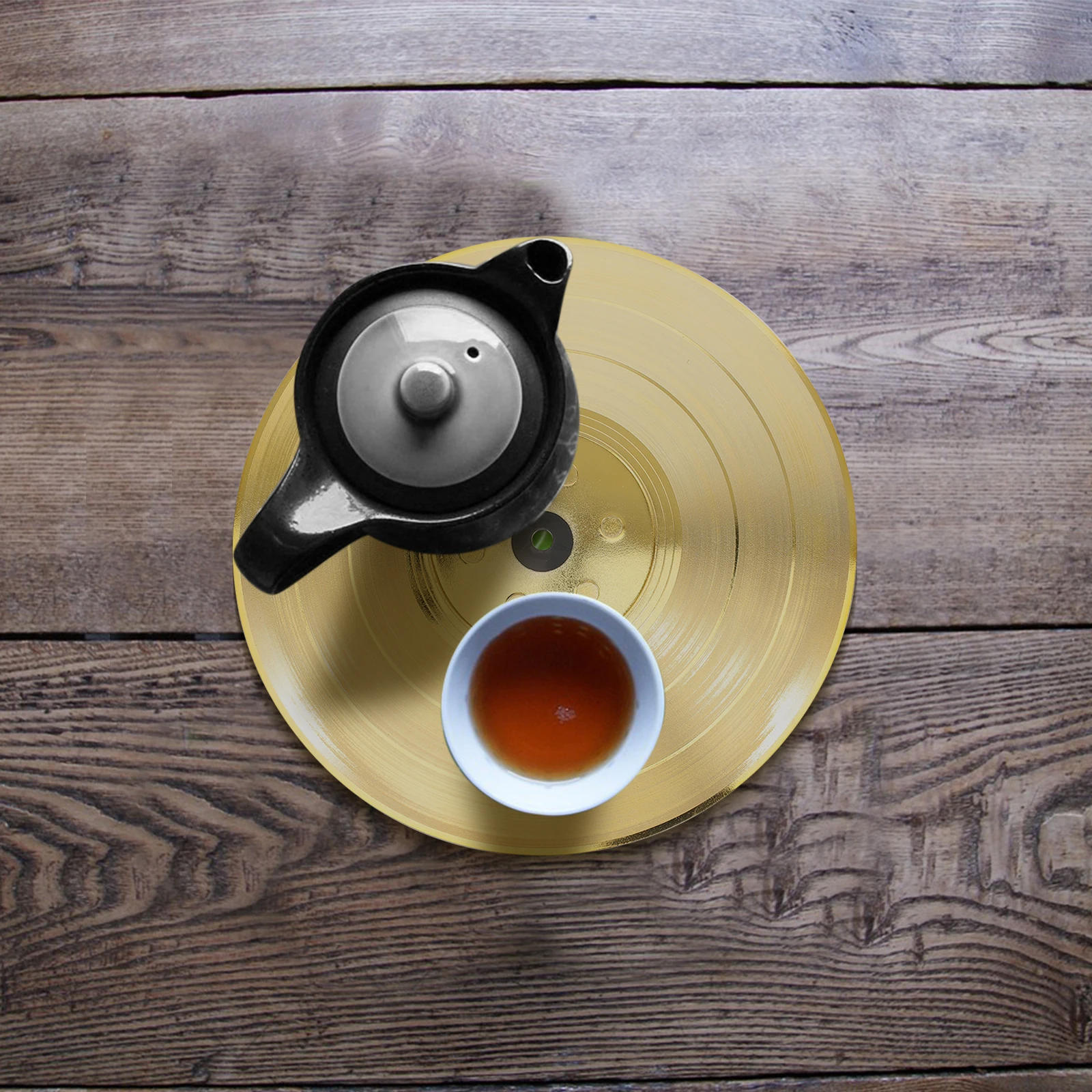

Gold Plated Record 22CM Vinyl Cup Mats Antiskid Protective Bottle Pads Home Kitchen Wear Resistant ABS