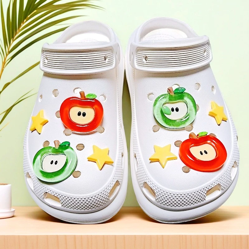 New Summer Fresh Transparent Apple Shoe Charms Set Advanced Fruit Shoe Decorations DIY 3D Detachable Buckle Shoes Accessories