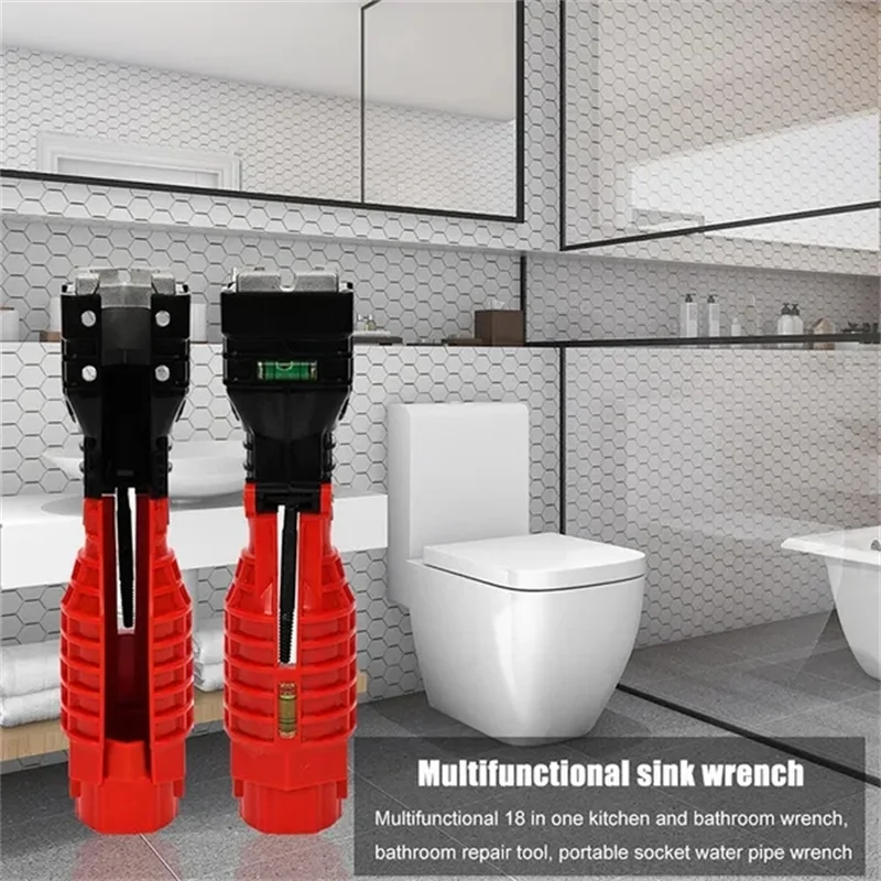 5/8/18in1 Multifunction Faucet & Sink Installer Wrench Anti-Slip Kitchen Bathroom Water Pipe Repair Tool Wrench Plumbing Pipe