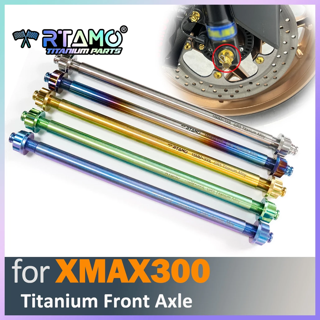 RTAMO Gr5 M14X300X1.5P Titanium Shaft Set Motorcycle Front Axle With Fancy Nut for Yamaha Xmax 300
