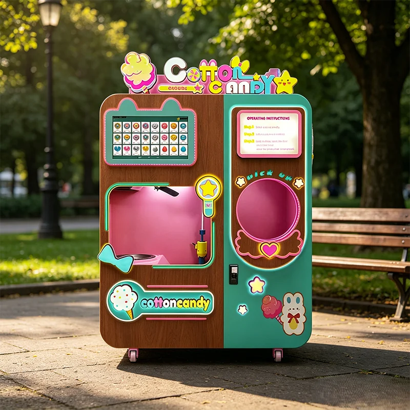 Mini Commercial Cotton Candy Vending Machine Unattended Auto Floss Sugar Maker For Children Playground