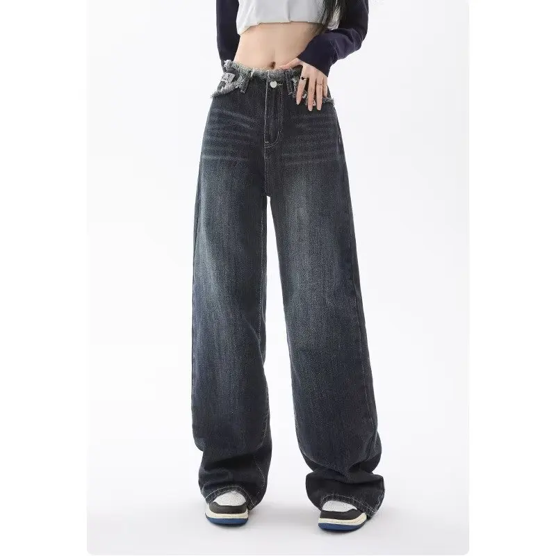 Women pants Wide Leg Jeans High Waist Wide Leg Baggy Wide Leg Jeans Straight Leg Dragging Baggy Fashion Basic Simple