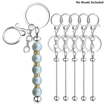 3/5/10/20PCS 금속 구슬 키 체인 바 비즈에 대 한 공백 펜 던 트 쥬얼리 매력 DIY 공예 키 체인 발렌타인 선물 만들기