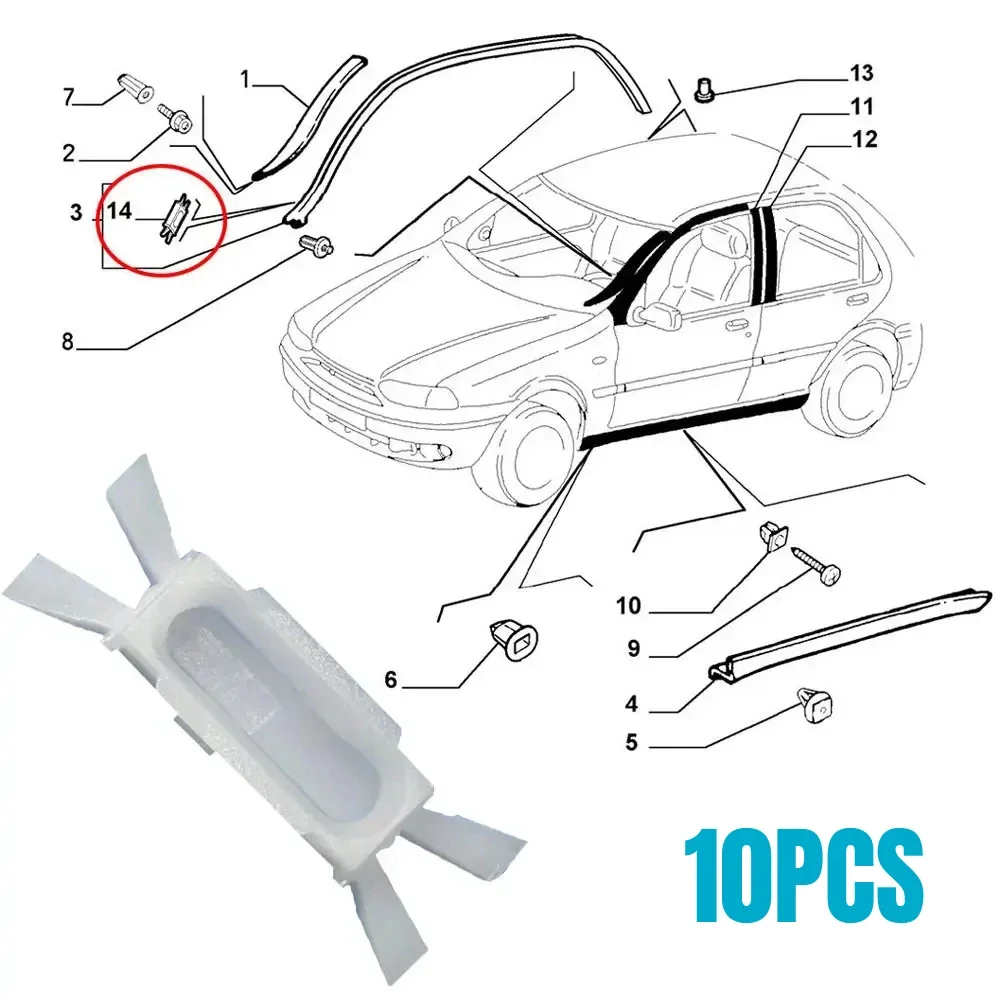 10 buah klip pengencang pintu mobil penjepit Strip penyegel ujung hujan Aksesori Interior mobil penjepit atap hujan mobil untuk Fiat 7078732