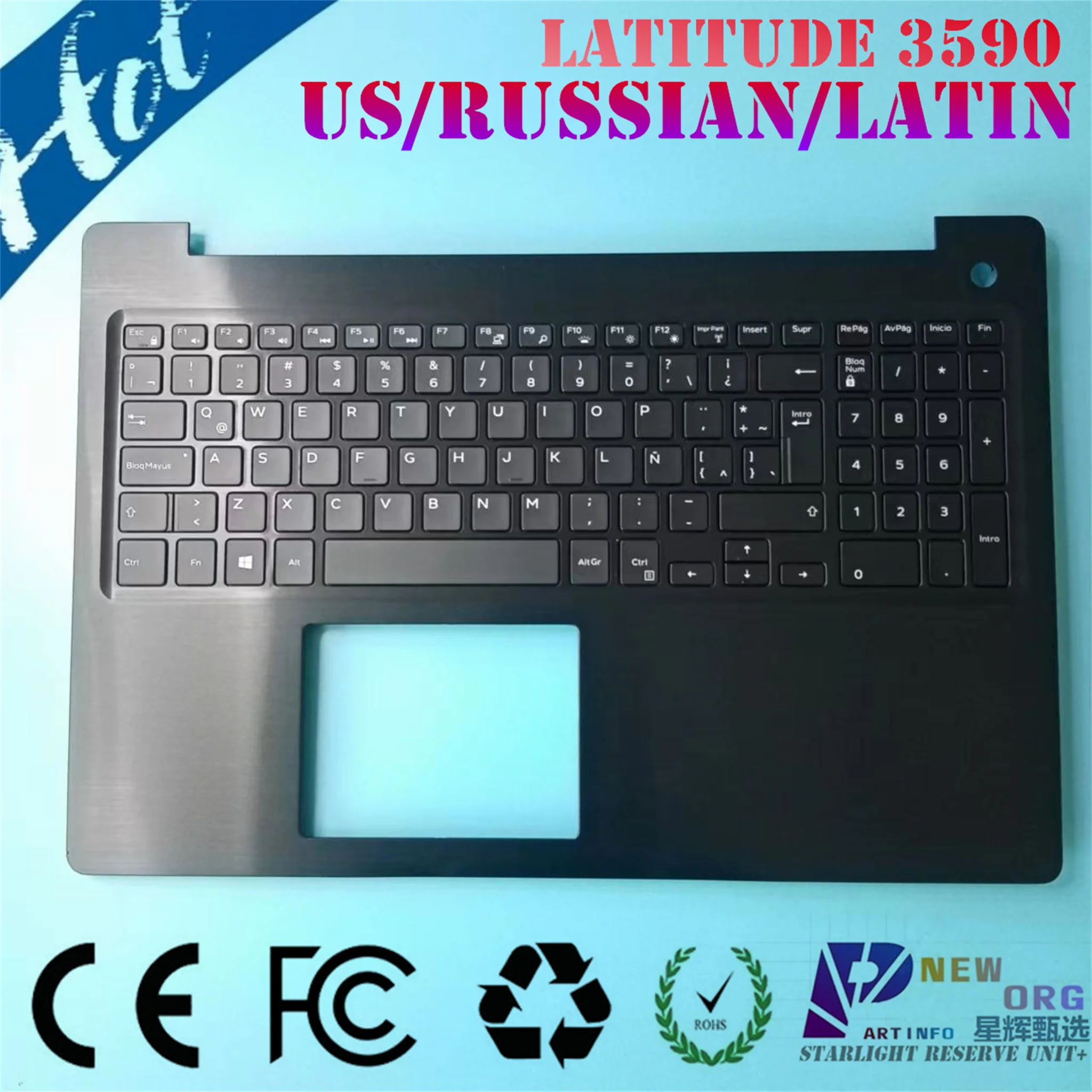 

English US/RU Russian/ LA Latin Laptop backlight keyboard palmrest assembly For DELL Latitude 3590 E3590 top cover 0TNMJM 0V5YGX