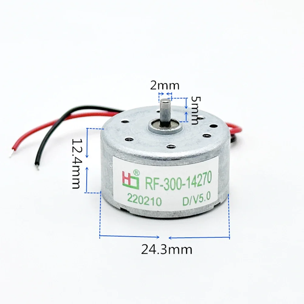 Shaft Dia.2mm Micro Mini 300 Motor DC 3V High Speed 5mm Shaft  Electric Solar Power Experiment Kids' Small Toy Fan Boat Car