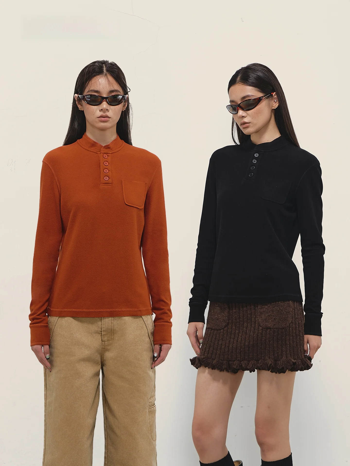 

Gowirel Хлопковый бархатный длинный вязаный свитер свободного покроя, двухцветный, повседневный, с воротником-стойкой, открытый винтажный вид