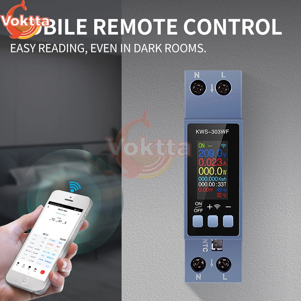 AC85-290V 40A 8-in-1 Digital Voltmeter Amperimetro Current Voltage Tester 0.96 Inch TFT Color Screen Remote Control Power Meter