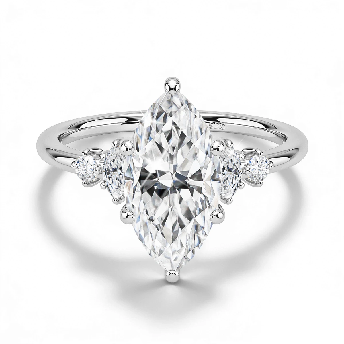 

Szjinao 2CT Marquise Cut Moissanite Ring for Women 925 Sterling Silver D Color VVS1 Diamond Ring for Women Fine Jewelry
