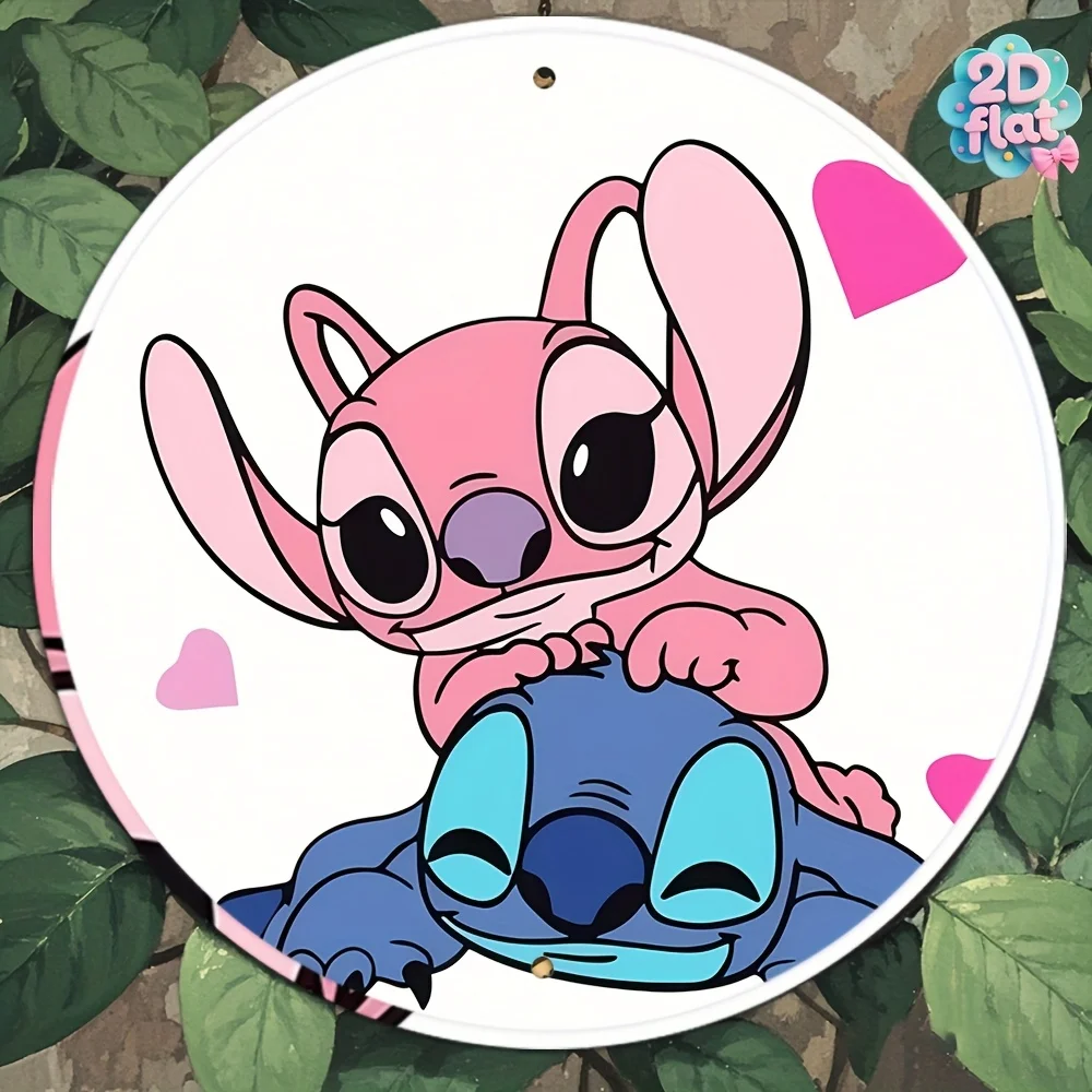 قطعة واحدة من لافتة فنية جدارية مستديرة من الألومنيوم - ديكور أنمي نابض بالحياة مع هيكل معدني متين، مثالي للمنزل أو الحفلات أو المكتب