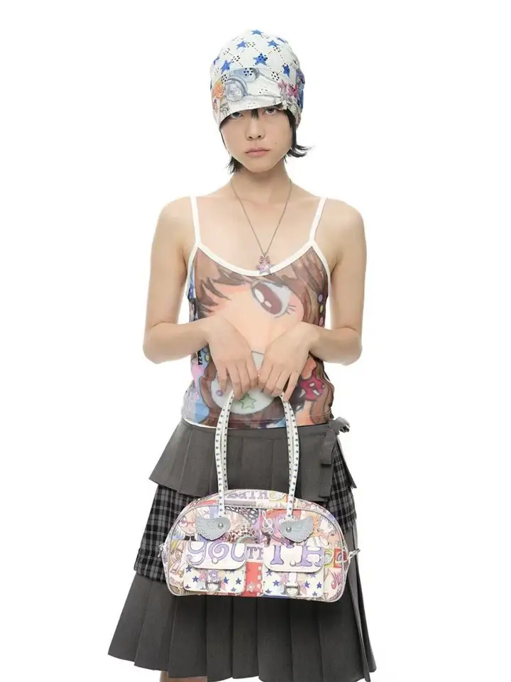 Youthbath X Oliwa Y2K Lightweight Printed Wing Boston Bag Women's