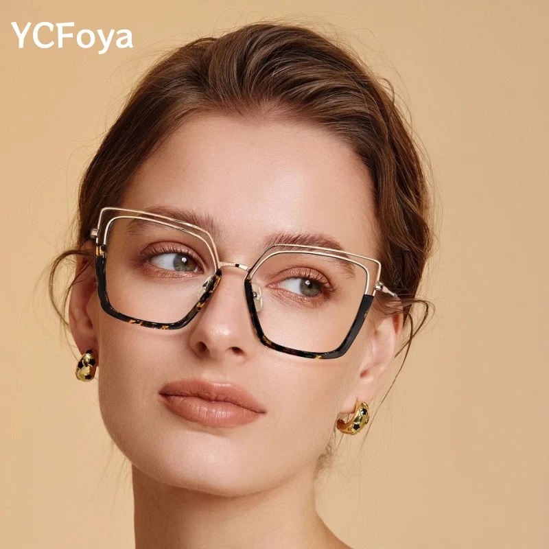 ycfoya-女性のトレンディなキャットアイメガネフレームブルーライトブロックコンピュータ近視光学処方ホット販売-87317