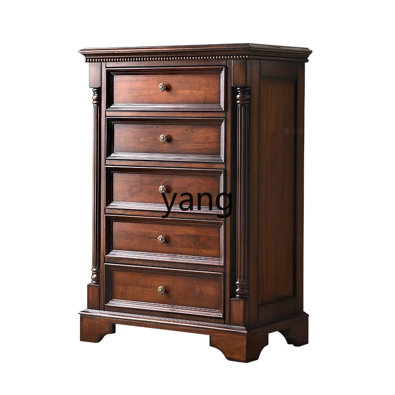 

LMM antique solid wood chest of drawers multi-layer drawer storage cabinet French retro living room