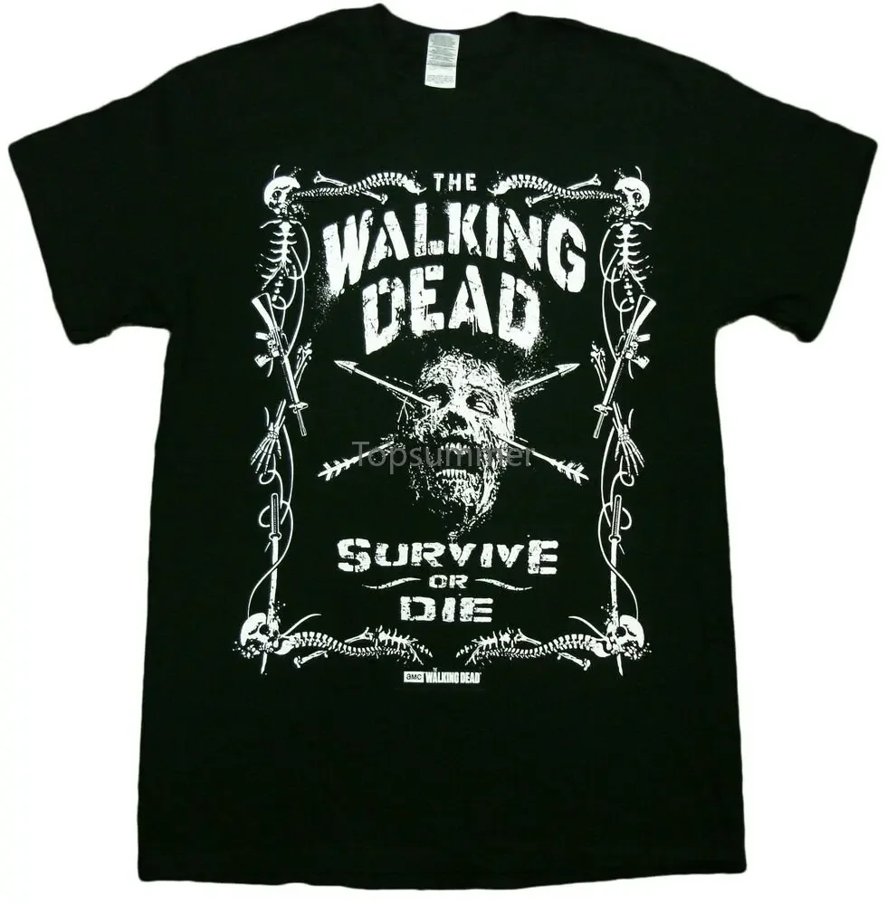 Camiseta oficial The Walking Dead Border Of Bones Survive Or Die Zombies para adultos