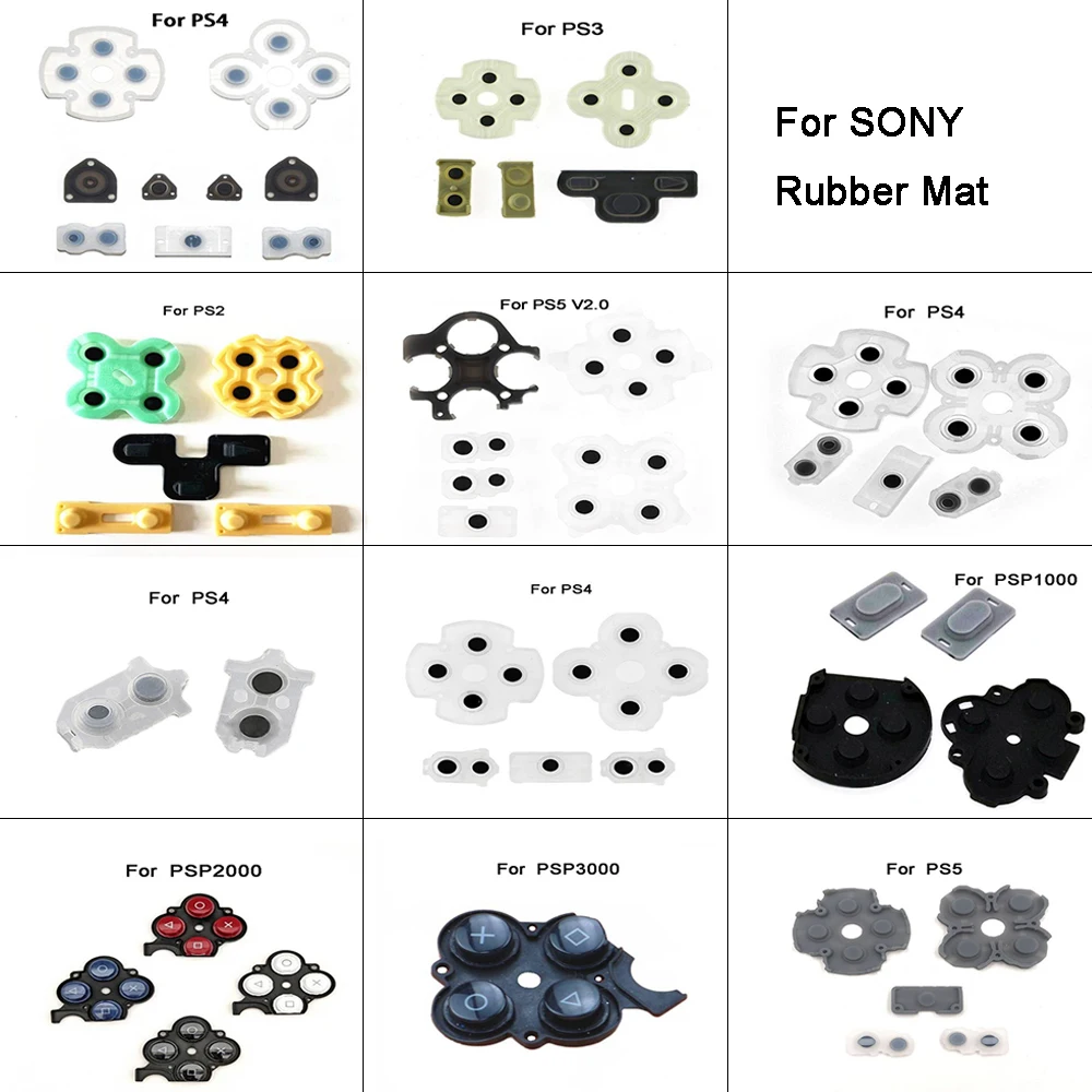 YuXi 소니 PSP1000 2000 3000 PS2 3 4 5 용 전도성 접착제, 전도성 고무 단추 교체, 전도성 고무 패드 단추