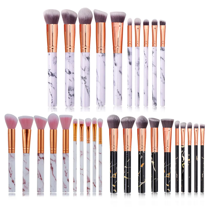 10 Stuks Marbling Make-Up Kwasten Set Beauty Foundation Oogschaduw Concealer Blush Poeder Lip Brush Professionele Make Up Tool Kit