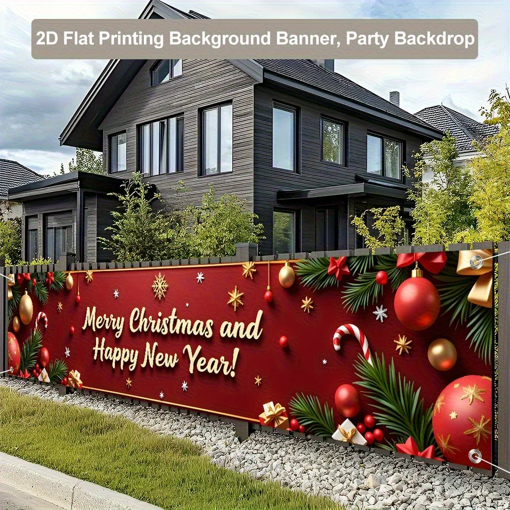 Ein flaches 2D-Hintergrundtuch, eine Grußkarte zum Thema Weihnachts- und Neujahrsthema, ein Banner aus Polyester-Hintergrundstoff für Gartenpartys