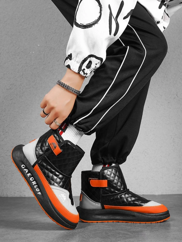 

Men's Sports Casual Winter 2025 New Waterproof Anti Slip Snow Boots Thickened Fleece Lined Extra Warm Korean Cotton Shoes