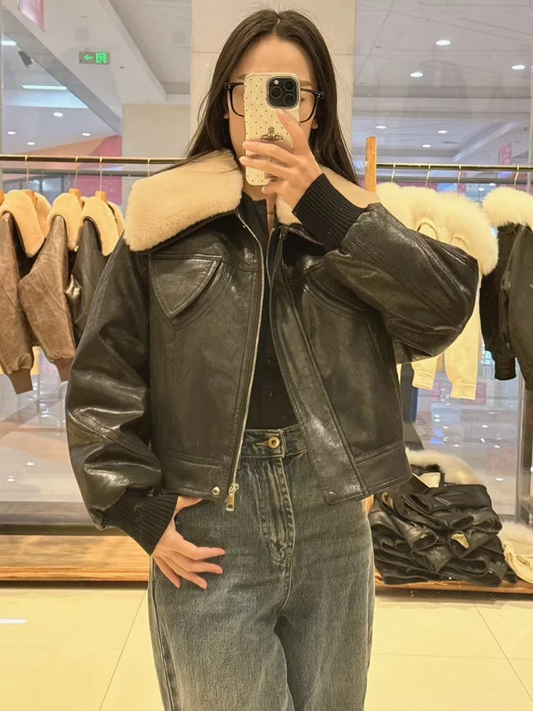 2025 moda mujer chaqueta de plumón de pato abrigo de gamuza Artificial manga larga Casual cálido mujer invierno prendas de vestir de lujo para mujer