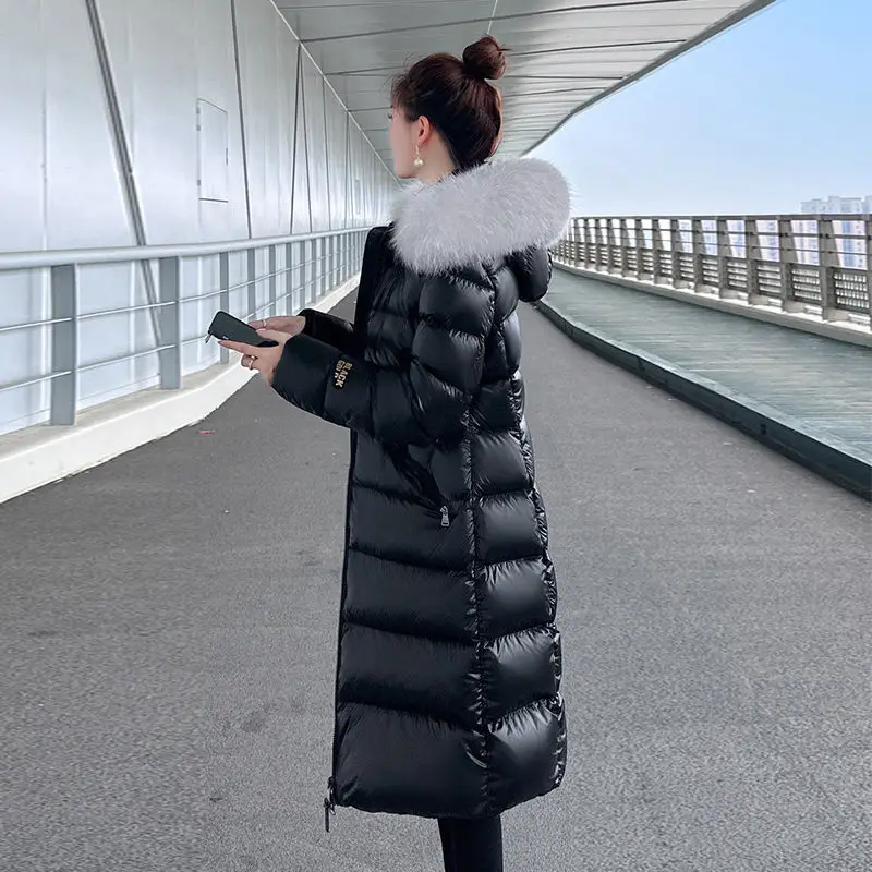 

New Fashion Long Down Cotton-padded Jacket for Women Winter Thick Warm Casual Fur Hooded Parkas Coat Puffer Outerwear