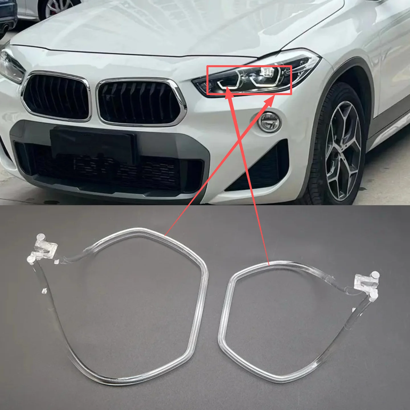 

FOR BMW X2 F39 2018-2021 Daytime Running Light Car DRL Light Guide Tube Headlight Angel Eyes Light guide strips Car Accessories