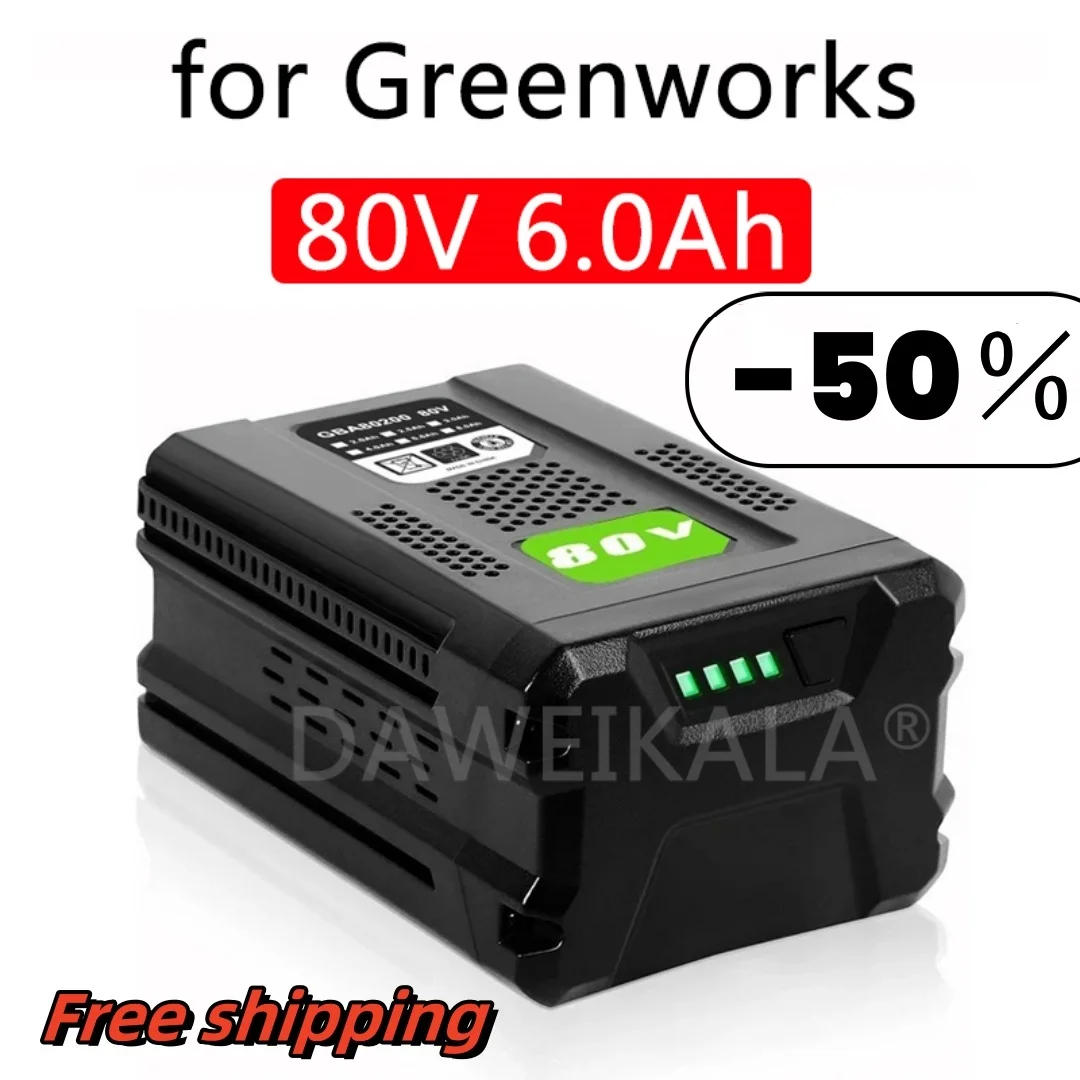 

for Greenworks 80V Replacement Rechargeable Battery 6.0Ah Lithium Ion Battery for GBA80200 GBA80250 GBA80400 GBA80250 GBA80500